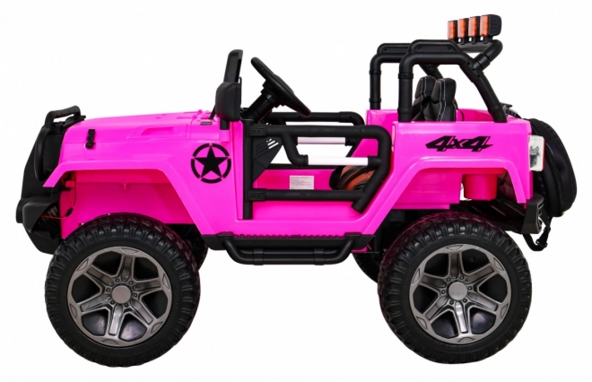 Terénne auto Monster 4x4 jeep pre deti Ružová + Diaľkové ovládanie + Nastavenie sedadla + Pomalý štart + MP3 LED + Nosič batožiny + Batoh