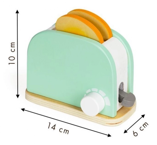 Ecotoys Drevený toaster s raňajkami - zelený