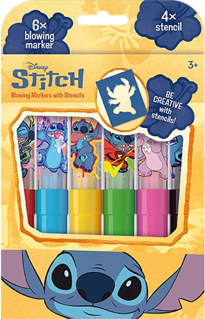 Fúkacie fixky Lilo & Stitch – sada 6 farieb so šablónami
