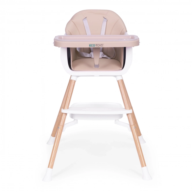 Detská jedálenská stolička 2-v-1, béžová, ECOTOYS