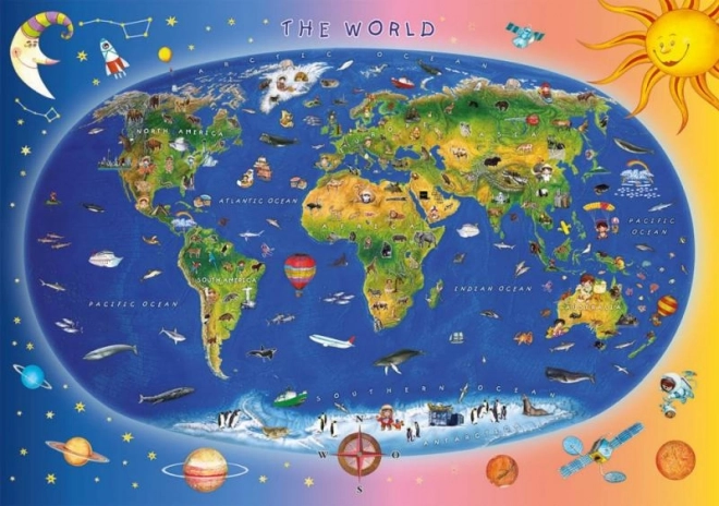 Puzzle Mapa Sveta XL 300 Dielikov