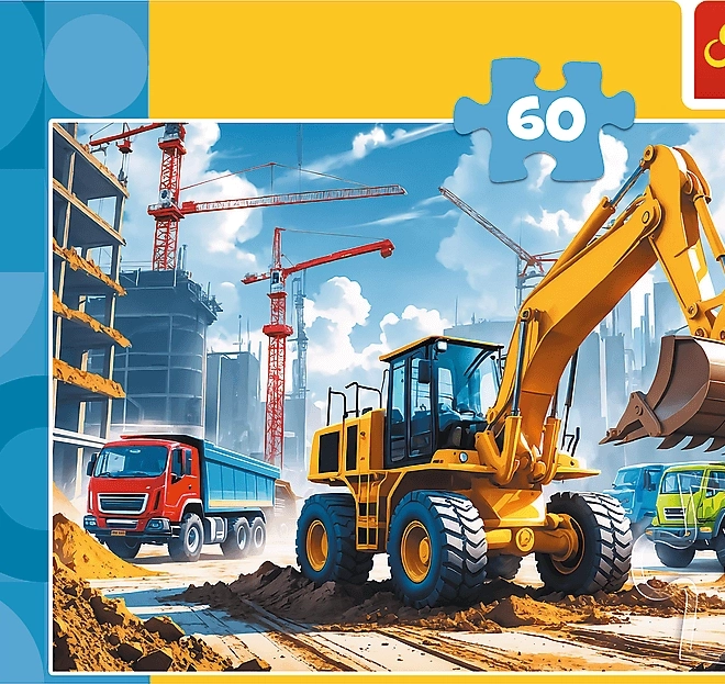 Puzzle Traktor s rýpadlonakladačom 60 dielikov