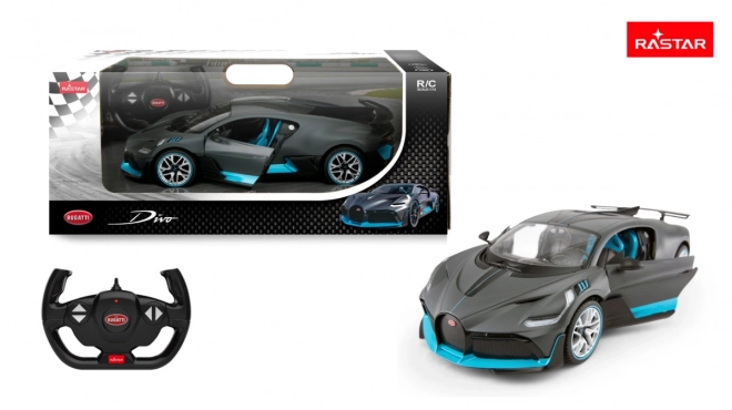 Sivý zdalene ovládaný model Bugatti Divo od Rastar 1:14