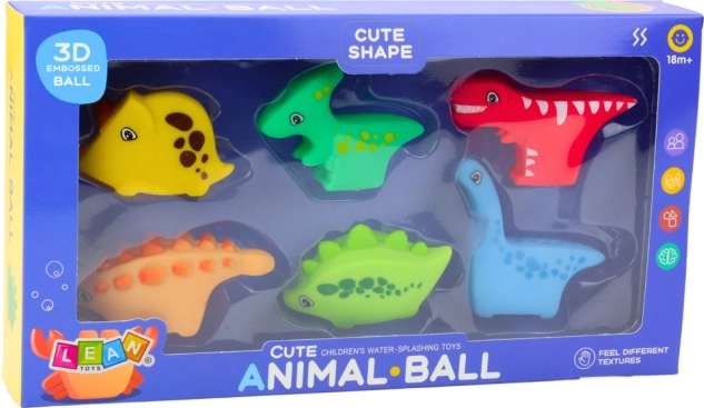 Sada gumených hračiek do kúpeľa Dino World 6 ks