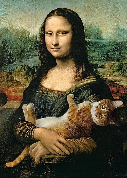 Puzzle Mona Lisa a kocúr Mruczek