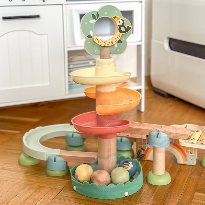 Drevená guličková dráha s Xylofónom Tooky Toy 44 ks