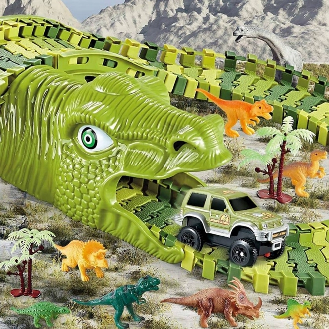Dinosaurová závodná dráha s autíčkom a figúrkami