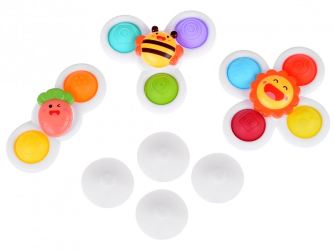 Senzorická hračka Fidget Spinner s prísavkou - 3 kusy
