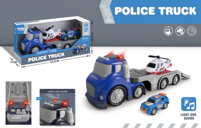 Woopie Modrý Policajný Náves City Truck so Svetelnými a Zvukovými Efektmi