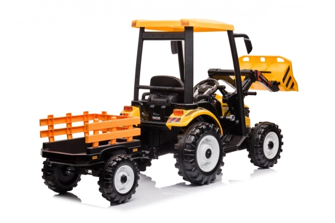 Detský traktor s prívesom žltý