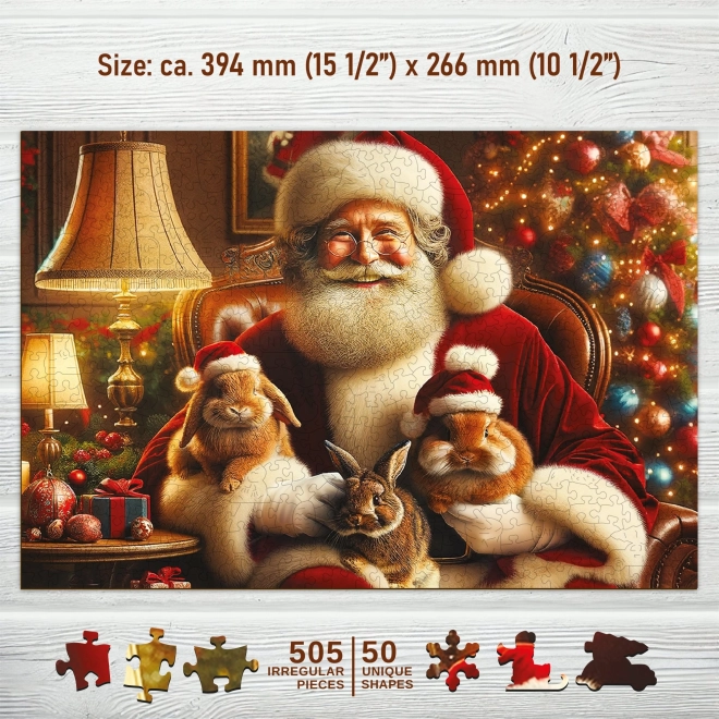 Drevené puzzle Santa Králiky