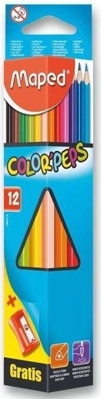 Pastelky trojhranné Color'Peps 12ks s orezávadlom