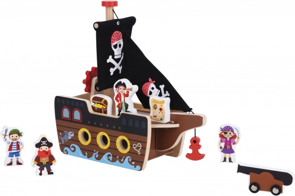 Drevená pirátska loď s figúrkami Tooky Toy