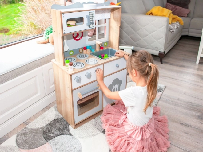 Drevená detská kuchynka s príslušenstvom Ecotoys