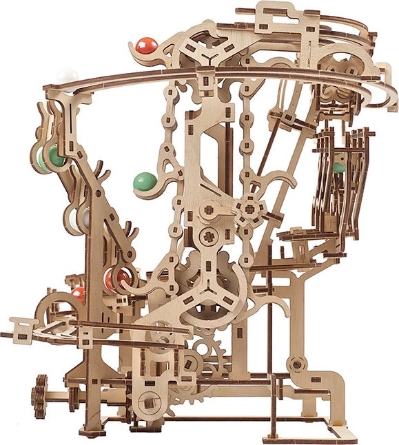 Ugears 3D drevené mechanické puzzle Guľôčková a reťazová dráha