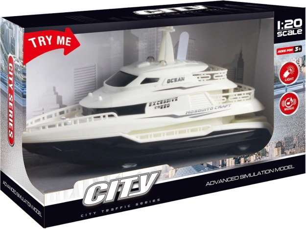Loď na zotrvačník s efektmi Biela 22 cm