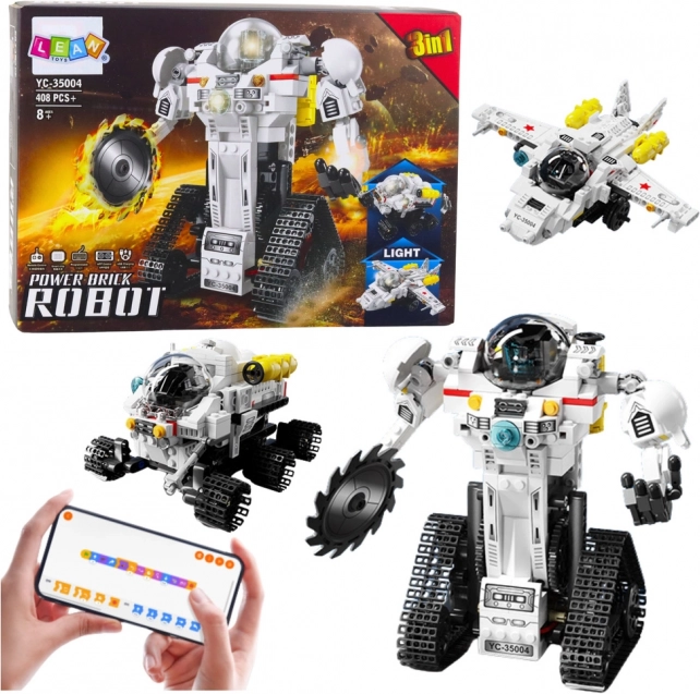 Stavebnica 3v1 robot, vesmírny rover a lietadlo na diaľkové ovládanie, 408 dielikov