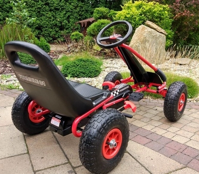 Pedálová vzduchová motokára + Nafukovacie pneumatiky + Nastaviteľné sedadlo – Červená