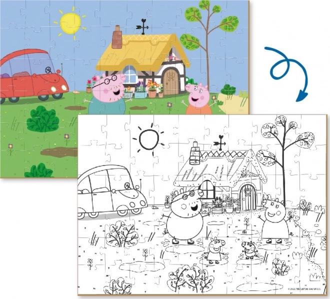 Obojstranné puzzle Prasiatko Peppa na chalupě 60 dielikov