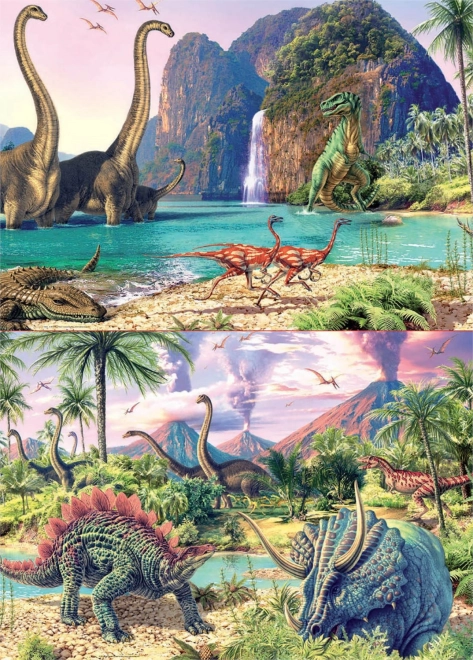 Puzzle panoráma dinosaurov 2x100 dielikov