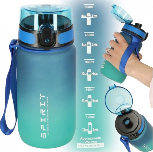 Športová fľaša s náustkom 600ml modrozelená