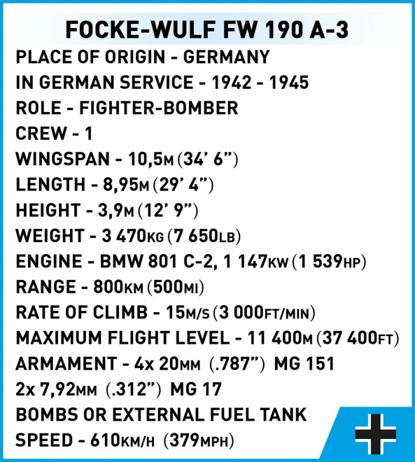 Cobi II. svetová vojna Focke-Wulf Fw 190 A3