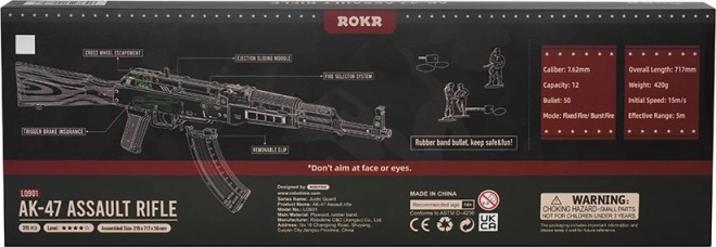 RoboTime 3D Drevené mechanické puzzle Útočná puška AK-47