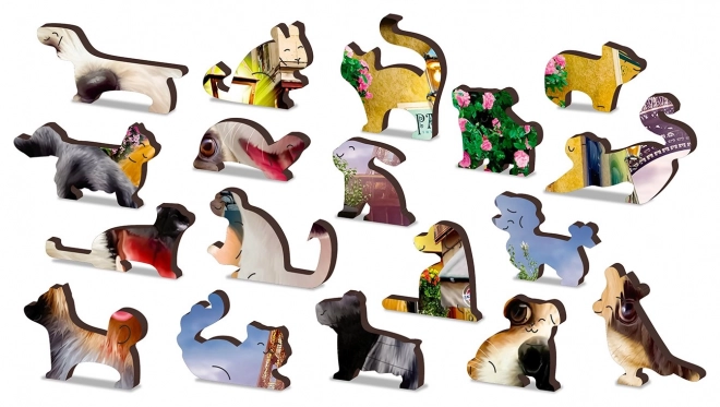 Drevené puzzle šteňatá v Paríži 2v1