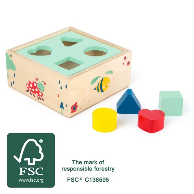 Malá hračka na motoriku nôh lesná krabička vkladacie tvary