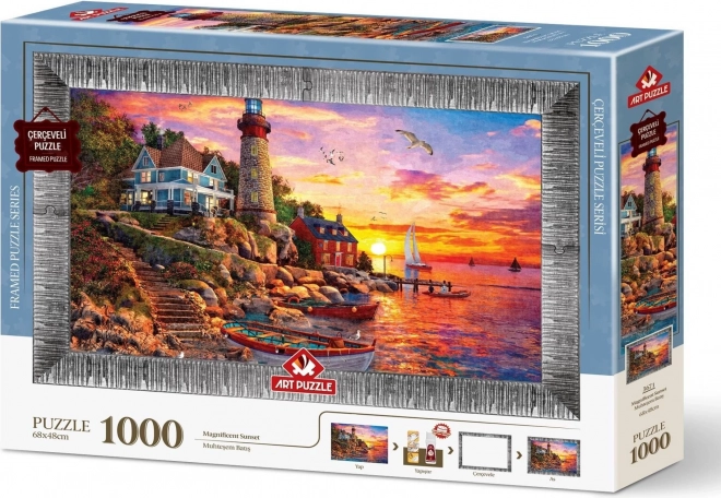 ART PUZZLE Puzzle s rámom a lepidlom Nádherný západ slnka 1000 dielikov