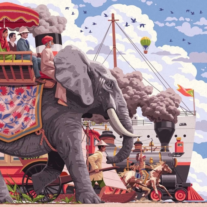 Štvorcové puzzle Art & Soul: Cesta okolo sveta za 80 dní