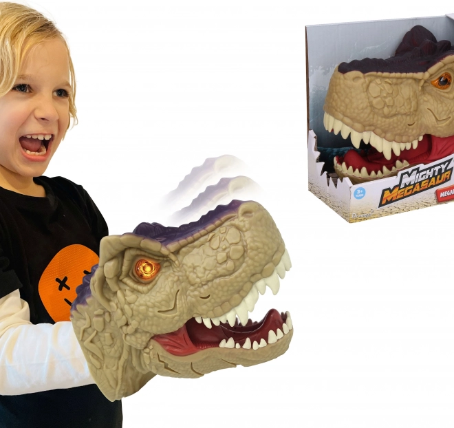 Dinosauří hlava s efektmi na ruku 20 cm