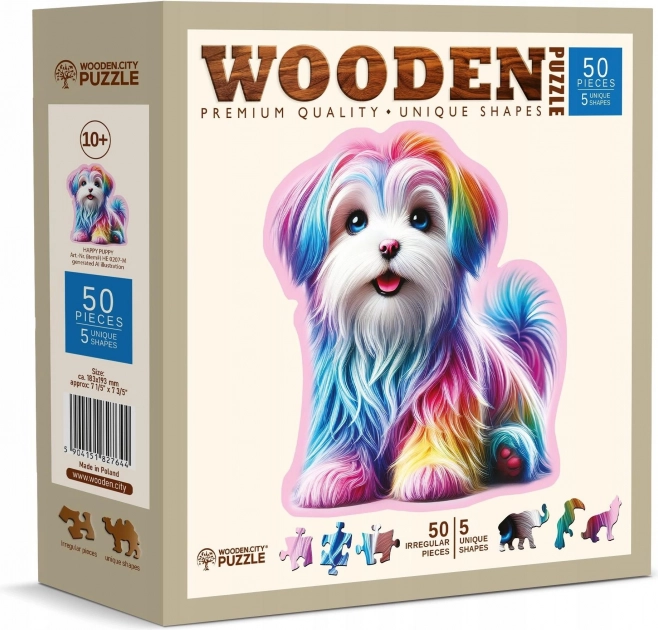 Drevené puzzle Veselé šteňa 50 dielikov