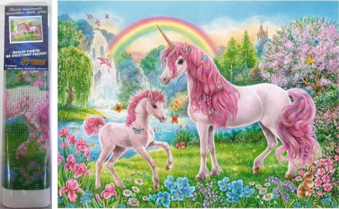 Diamantové maľovanie Jednorožce v rozprávkovej záhrade 30 × 40 cm