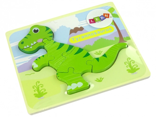 Drevené puzzle dinosaurus Isanosaurus zelený