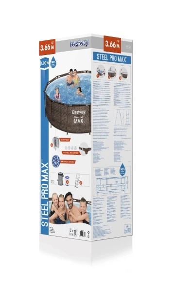 Nadzemný bazén Steel Pro MAX s kartušovou filtráciou a schodíkmi