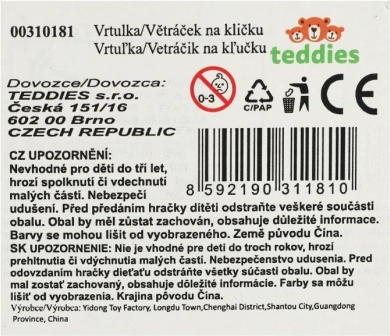 Veterník na kľuku s motívom medveďa z plastu