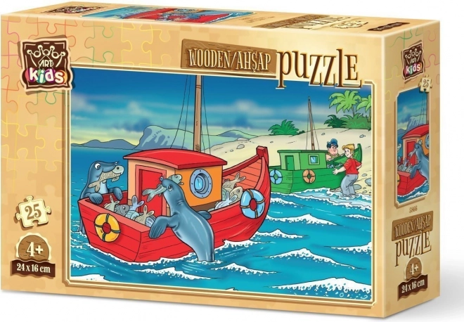 Drevené puzzle šťastní tulene