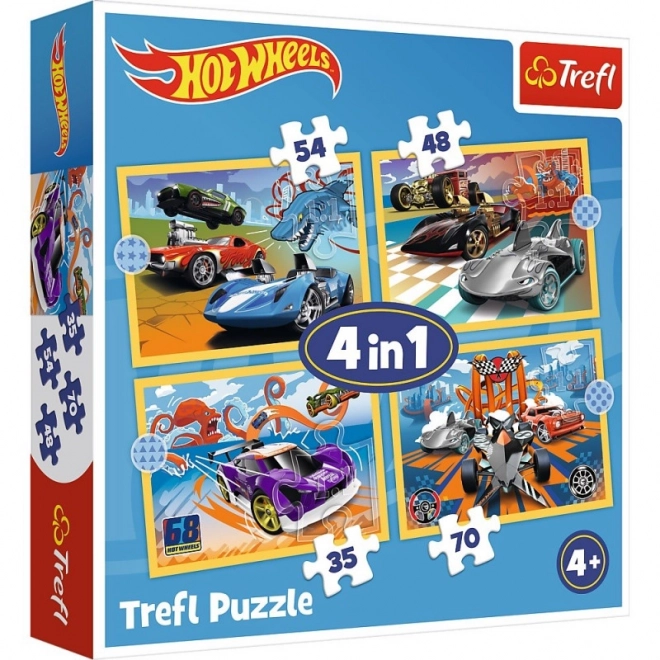 Puzzle 4v1 Hot Wheels vozidlá