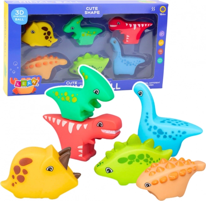 Sada gumených hračiek do kúpeľa Dino World 6 ks