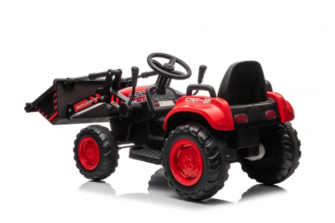 Detský červený traktor s nabíjacou batériou a lyžicou
