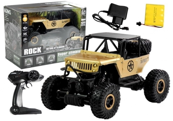 Zlaté diaľkovo ovládané auto Jeep R/C 1:18