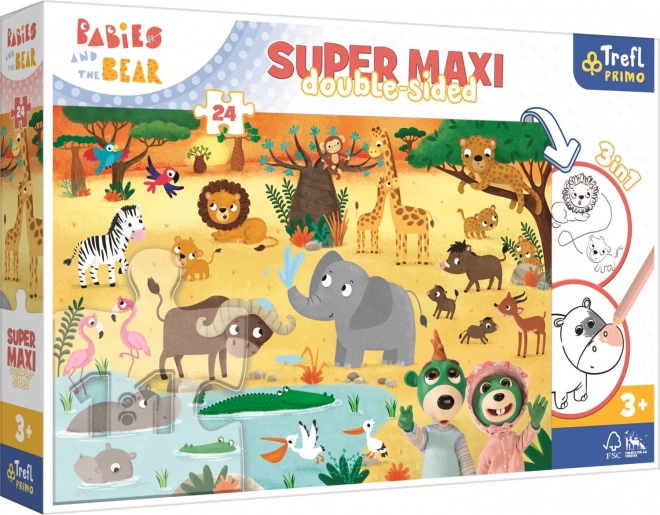 Obojstranné puzzle Treflíci v ZOO super maxi