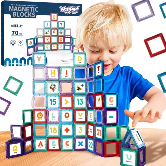 Woopie magnetické stavebnice na učenie písmen, 70 dielov