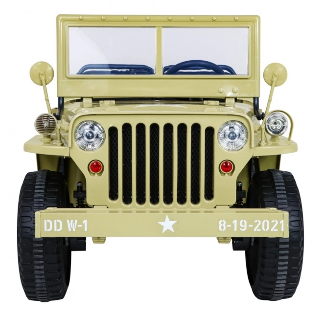 Retro vojenské auto pre deti so 4x4 pohonom, miestom pre 3 a EVA kolesá