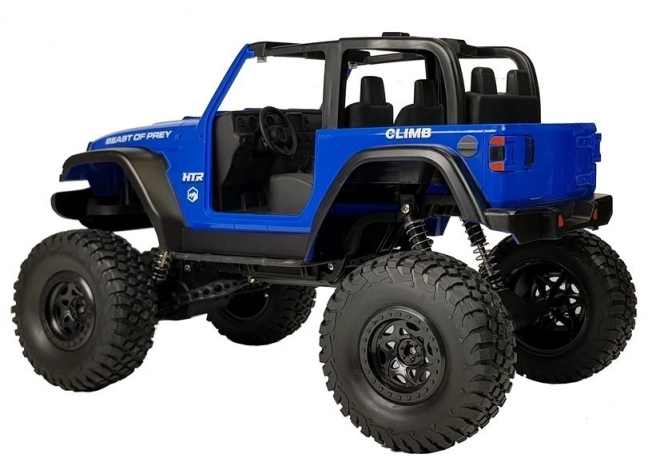 Zábavné RC auto JEEP 4x4 s terénnymi tlmičmi v modrej farbe