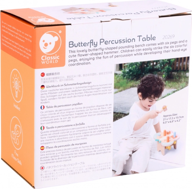 Drevený stolček s pastelkami CLASSIC WORLD Montessori Motýlik