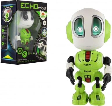 robot echo zelený 12 cm so zvukom a svetlom na batérie