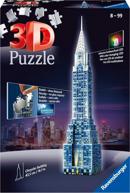 Svietiace 3D puzzle Nočná edícia Chrysler Building