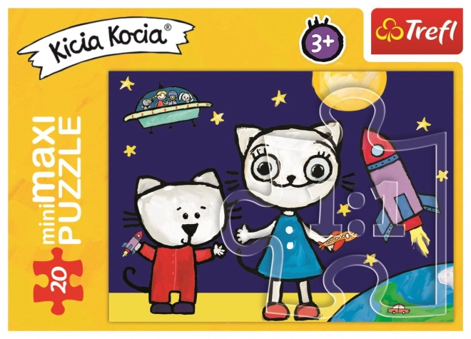 Puzzle Kicia Kocia: Vo vesmíre 20 dielikov